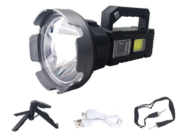 [LLC]Rechargeable Flashlight - Searchlight - CREE XHP50 LED - tripod included Svart black