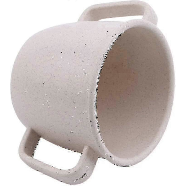 [LLC]Mug with Two Handles, Solid Color Drinking Cup, Milk Coffee Cup, Home Tableware, Easy to Use, 1pc, Beige GCO