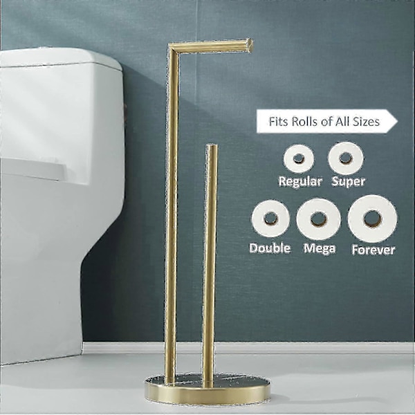 [LLC]Fritstående toiletpapirholder i 304 rustfrit stål, børstet guld