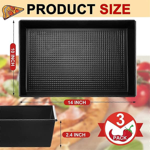 [LLC] 3 st. Detroit Style Pizzapannor Hårda Rektangulära Pizzapannor