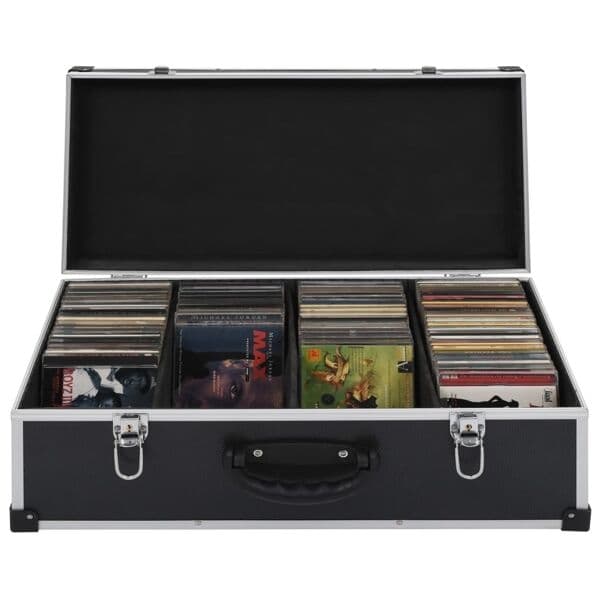 [LLC]vidaXL CD case for 80 CDs aluminum ABS black Svart black