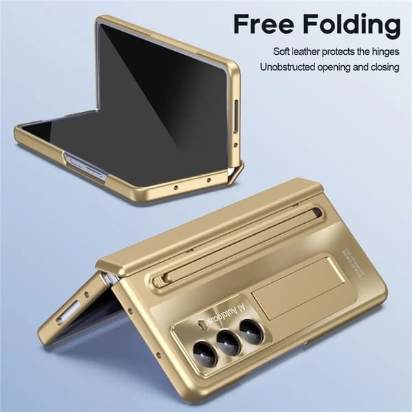 [LLC]Mobile Case for Galaxy Z Fold7 with Screen Protector and Stylus Hinge - Gold Guld 56