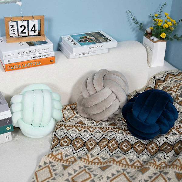 [LLC] Knotted Ball Pillow Decorative Plush Throw DB light grey light grey 20cm