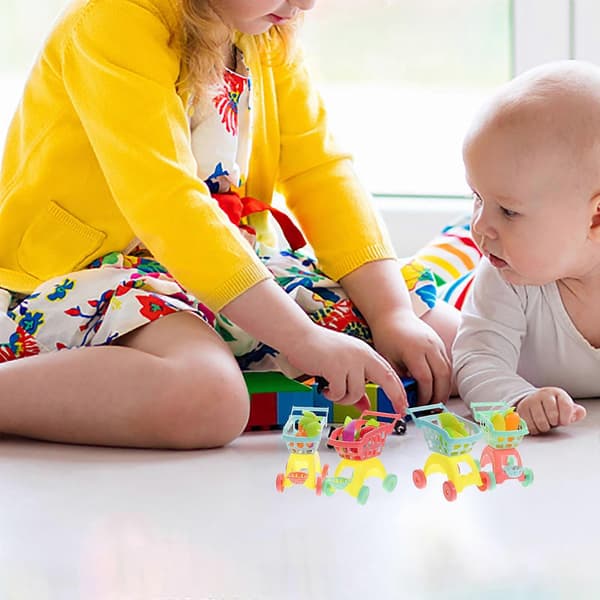 [LLC] Mini indkøbsvogn legetøj, foregive fødselsdagsgaver, assorterede farver, 4 sæt
