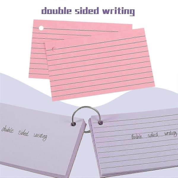 [LLC] Flashcards, 600 Pcs Multicolor Index Cards Revision Cards with 6 Binder Rings, Kraft Paper Flashcards