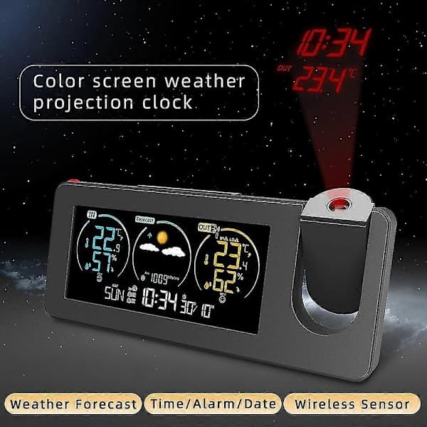 [LLC]ZX3538 Electronic Projection Clock Weather Station Temperature Humidity Color Screen