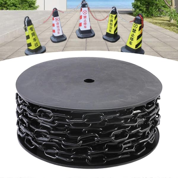 [LLC]Thgh Visibility Safety Barrier Chain PP Plastic Easy Cut Caution Security for Parking Driveway Events Black