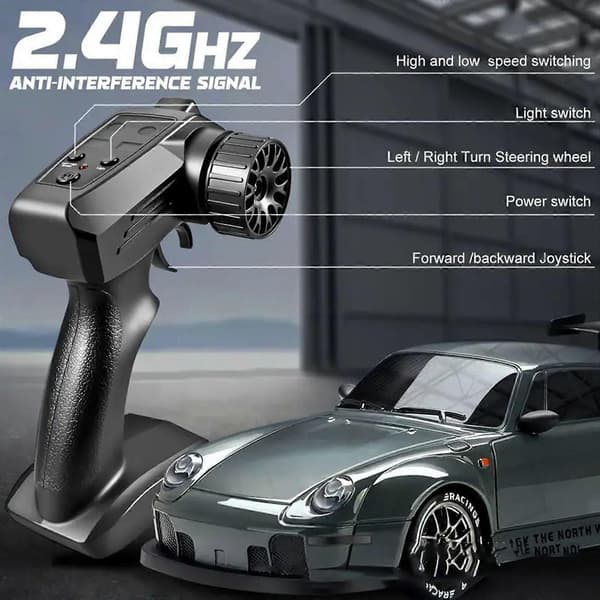 [LLC]1:24 Skala 4wd RC Driftbil Med 2 Hastighedstilstande, LED-lys & 50m Rækkevidde