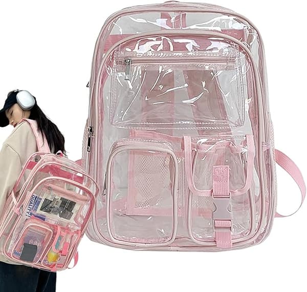 [LLC] Clear Backpacks for School, Cute Transparent Backpack | Cute Kids Clear Backpack | Heavy Duty School Bookbag