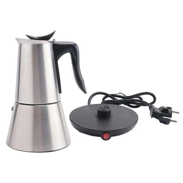 Elektrisk espressomaskine Moka Pot 6 kopper perkolator kaffekande elektrisk rustfrit stål klassisk silver
