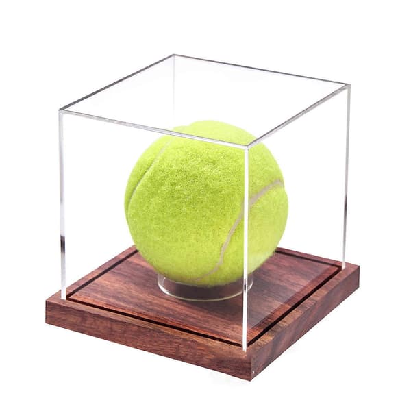 [LLC]Ththout montering krävs klara kuber tennisbollhållare med solid träbas för enkel visning 2 packs