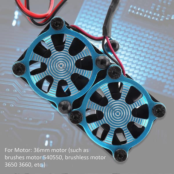 [LLC] Dobbelt køleventilator justerbar motorradiator opgraderingsreservedele til TRX4 1/10 RC bil Blå