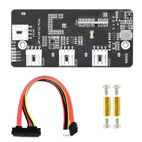 [LLC] Til Compute Module 4 CM4 PCIe til SATA PCI-E til Firevejs SATA3.0 Kort 6Gbps Højhastigheds SATA Udvidelseskort