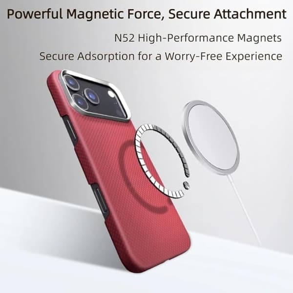 [LLC] Mobilcover til iPhone 17 Pro MagSafe Kevlar Metal Ring - HoneyComb Grå 100