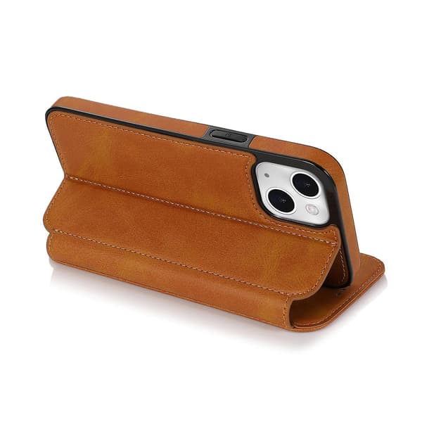 [LLC]Kompatibel med iPhone 13 Mini Etui Læder Pung Flip Telefoncover Khaki