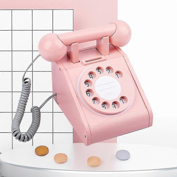 [LLC] Trætelefonlegetøj 3 farver Vælg Pink Gul Sort Til Småbørn Drenge Piger-Yvan Yellow