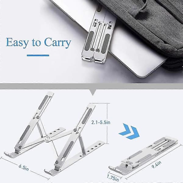 Justerbart laptopstativ i aluminiumlegering för kylning och ergonomi, lätt att bära
