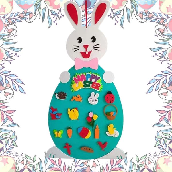 [LLC] Felt Easter Bunny Decorations - Felt Bunny Craft Kit for Easter Wall Hangings with Ornaments | Festive Home Decor