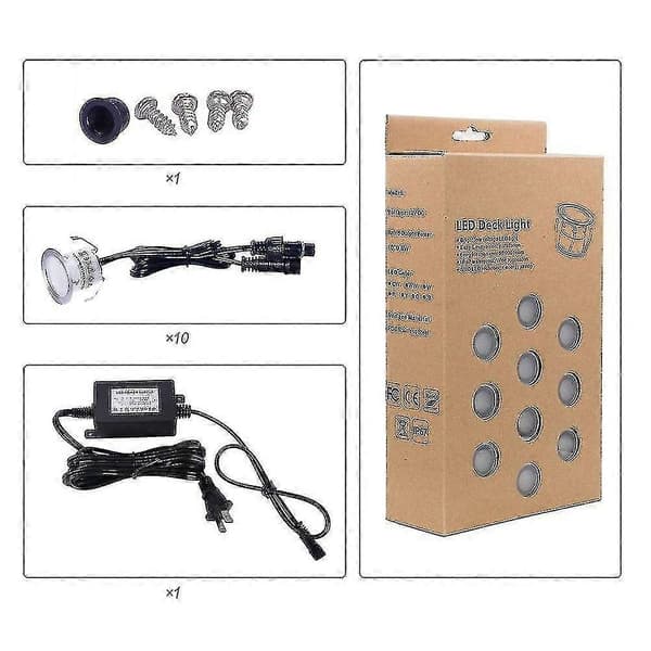 Varmvit 3000k 10-pack Utomhus Infälld 32mm 0.6w DC12v IP67 Vattentät LED-spotlight