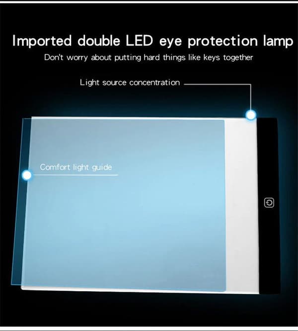 [LLC] Lystavle A4 LED 3-tilstande Dæmper Lystavle Tegneplade Bærbar Diamantmaling Vit white