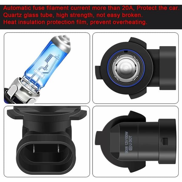 [LLC]HB4/9006 Halogen Hovedlyspærer 100W 5000K Varmt Hvit Lys 12V Bil Tåkelys DRL Parklys, 2stk