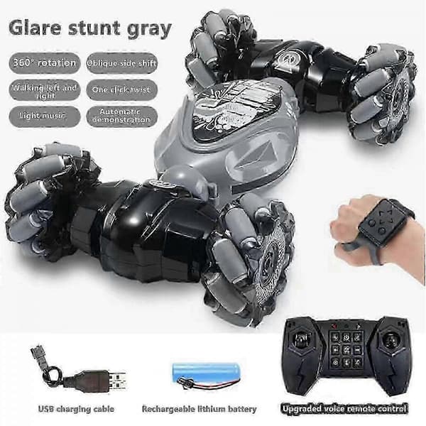 [LLC]RC-temppuauto eleohjauksella ja 360 asteen pyörityksellä Grey