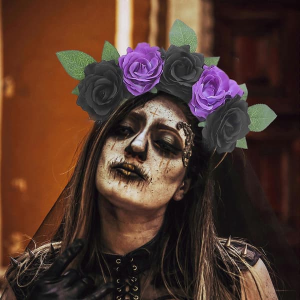 [LLC] Diadem til Día de Muertos-dekoration med slør og blomster