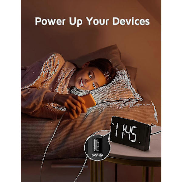 [LLC] Projection Alarm Clock, Digital Clock with 180° Rotatable Projector, 3-Level Brightness Dimmer White Digit