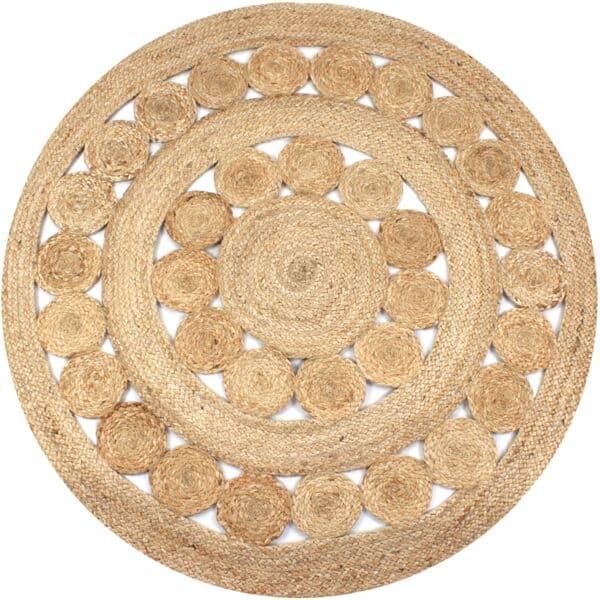 [LLC]vidaXL Jute Teppe Flettet Design Rund 150 cm Beige beige