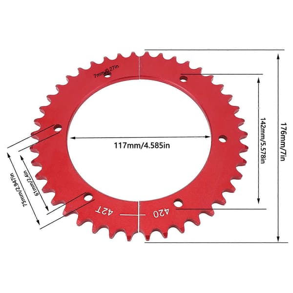 [LLC]Universal Split Sprocket 420 Kæde 42 Tænder Aluminiumlegering Bageste Split Sprocket til Predator Mini Bike Go Kart