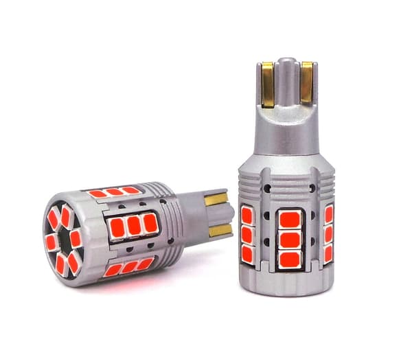 [LLC] 2 pcs LED bulbs W16W 12-24V 100% CAN red strong, no errors