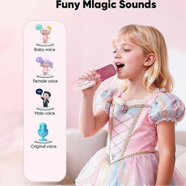 [LLC] Mini karaokemaskinleke for barn, bærbart karaokemikrofonsystem med 2 trådløse mikrofoner Bursdagsgaver
