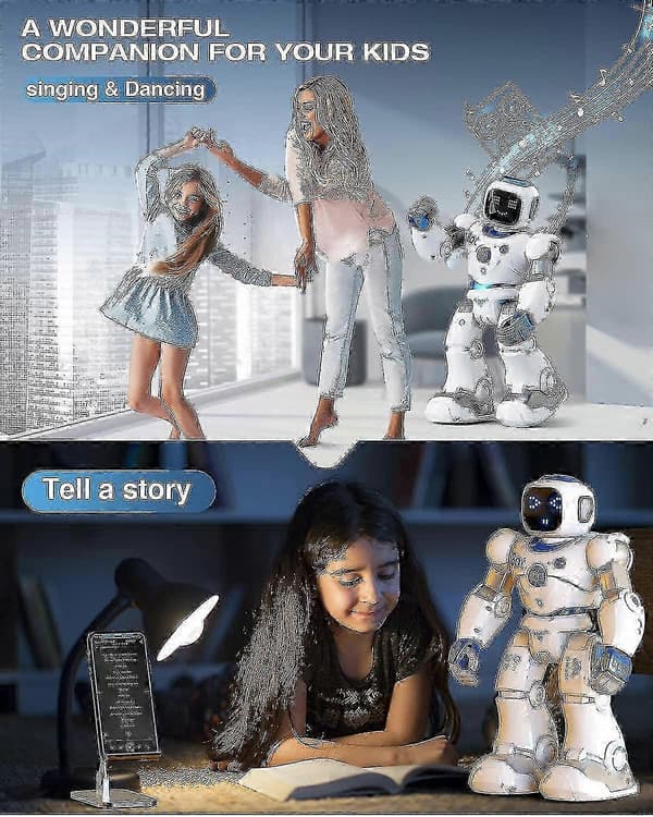 Smart robot til børn: Interaktiv stemme- og app-styret robot, gave til drenge og piger i alderen 4-9 år