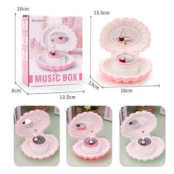 [LLC]Shell Dancing Girl Flash Music Box Smykkeopbevaringsboks K0634 Pink