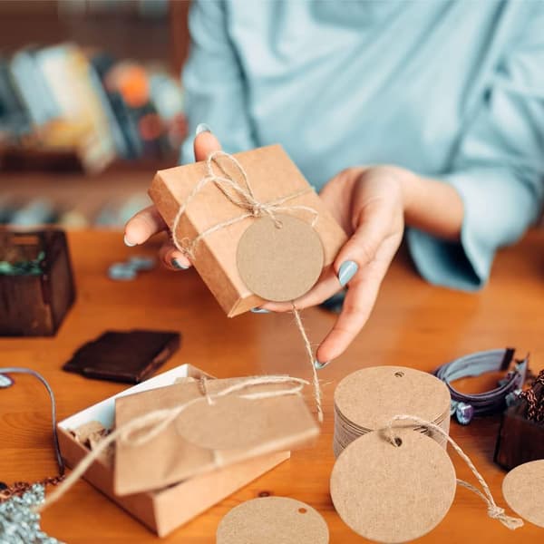 [LLC] 100 Pcs Kraft Labels, 5 cm Diameter Round Kraft Paper Labels