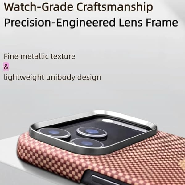 [LLC] Mobilcover til iPhone 17 Pro MagSafe Kevlar Metal Ring - HoneyComb Grå 100