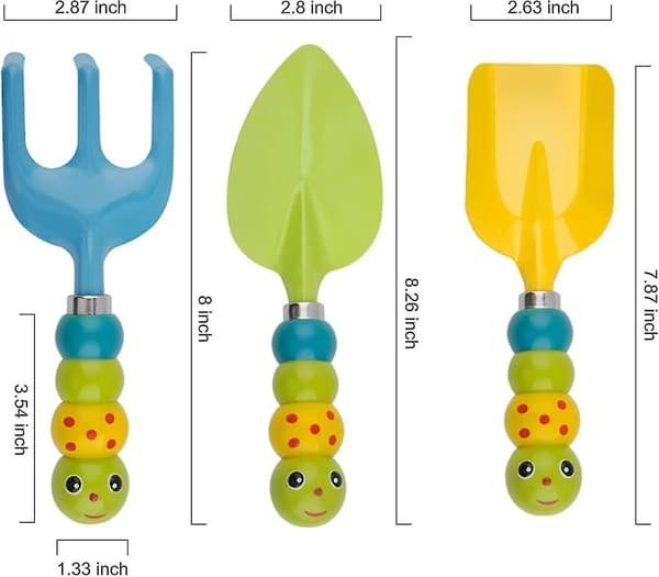 [LLC] 3-delt hagehåndverktøysett, spader, rive, for hageplanting, omplanting, lek i sanden