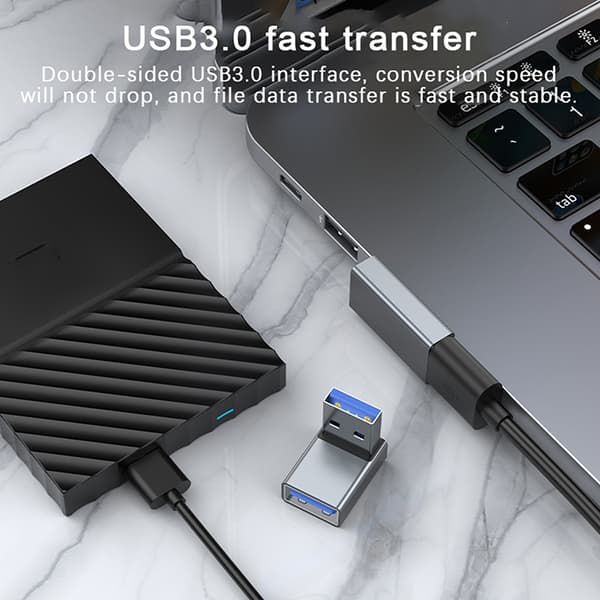 [LLC]90 Grader Venstre Høyre Opp Ned Vinklet USB 3.0 A Hann Til Hunn Ex Sort Sort Sort Black 2