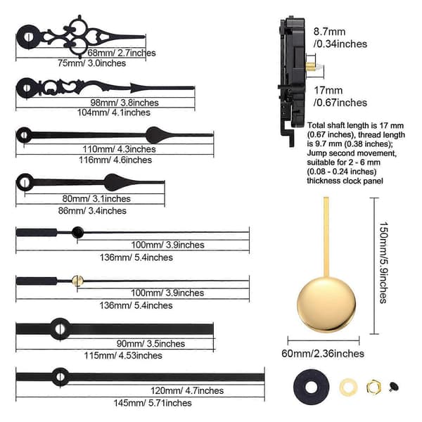 [LLC] Quartz Pendul Trigger Urværk Klokkespil Musikboks Komplet Sæt med Visere