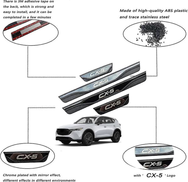 [LLC] Biltilbehør Dørtrinsplade til Mazda CX-5 CX5 2013-2024 Trim Beskyttelse Autodele 4 Stk.