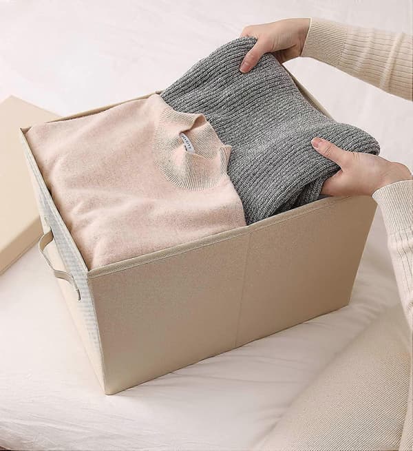 [LLC] Sæt med 2 foldbare opbevaringskasser med hårdt låg til A3-dokumenter og A4-papir Beige