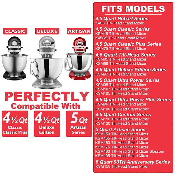 Tilbehør til KitchenAid 4,5-5 Qt røremaskine med vippehoved Silver