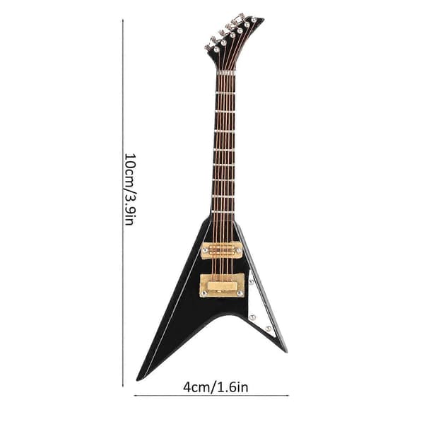 [LLC] Gitarrdekoration Miniatyrprydnader V-formad Mini Musikinstrument Modell Present Svart 10cm