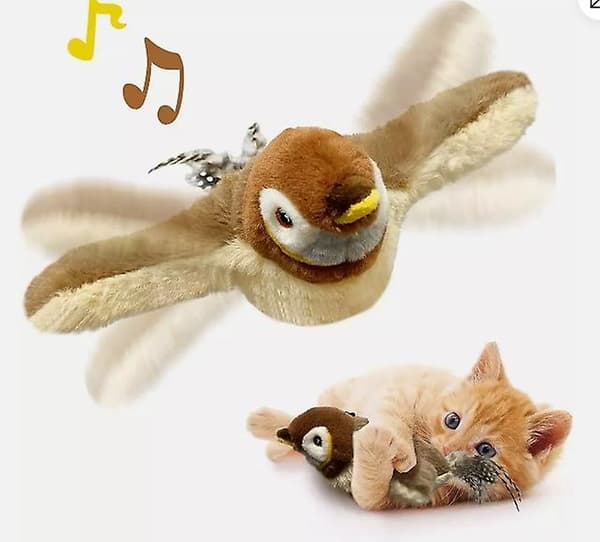 [LLC] Electronic Interactive Flying Bird Cat Toy Hanging Pet Flapping Wings Sparrow