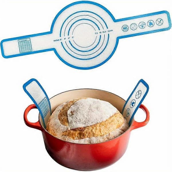 [LLC] Silicone Baking Mat for Pot, Silicone Bread Lifter with Long Handles, Reusable Baking Accessory for Sourdough Bread