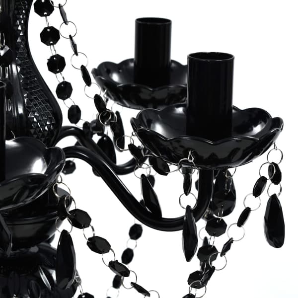 [LLC]vidaXL Lysekrone med krystaller 5-armet sort Svart black