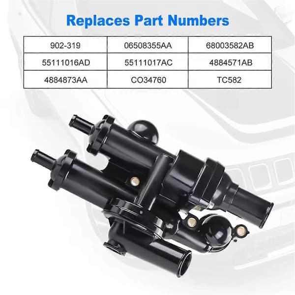 [LLC]Termostathus monteringssæt til Chrysler 200 Sebring Dodge Avenger Journey Caliber Jeep Patr Black