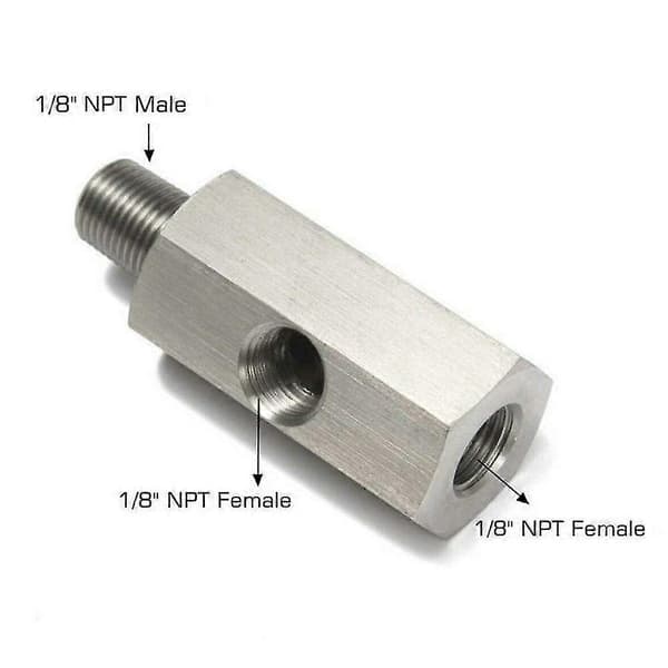 [LLC] Stykke rustfrit stål olietryksensor T-stykke 1/8\" NPT turbo olieføringsrør trykmåler bildele (1/8\" NPT)