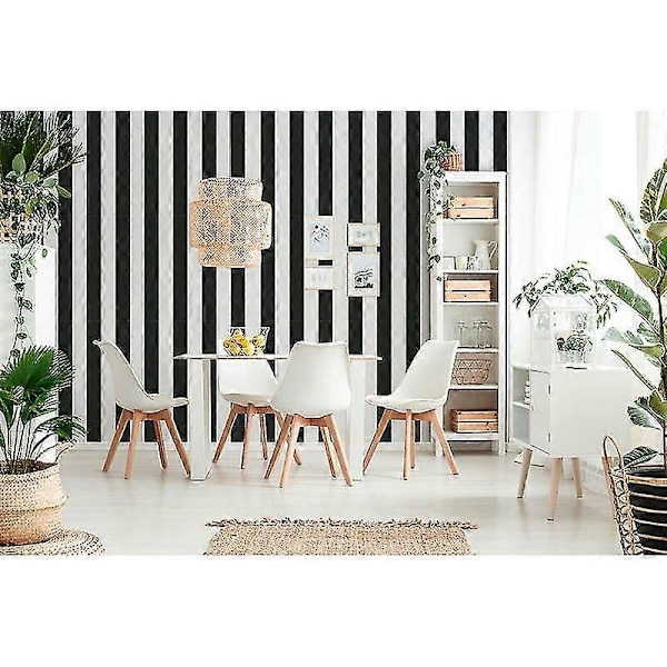[LLC]Thack Sort Hvid Stribet Tapet 9,5 X 0,53 M