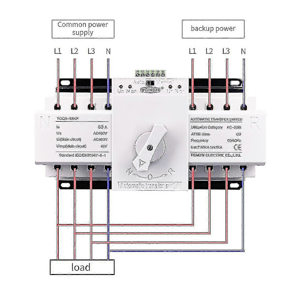 4p 63a 380v Mcb Type Dobbel Automatisk Overføringsbryter Ats Hk 2 input 2 output